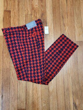 NWT Gap Slim Cropped Houndstooth Pants Red Navy Size 2